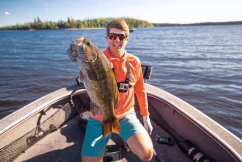 Tyler with a Smallmouth Bass. 